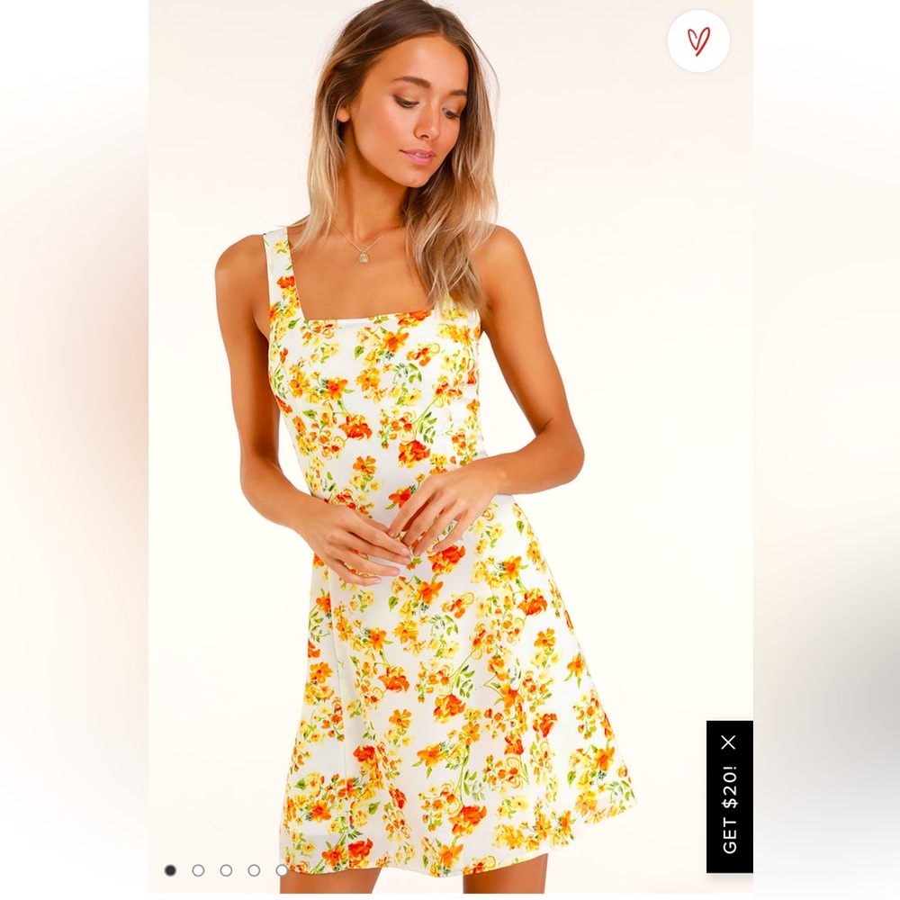 Women’s Lulu’s orange and yellow floral print mini dress